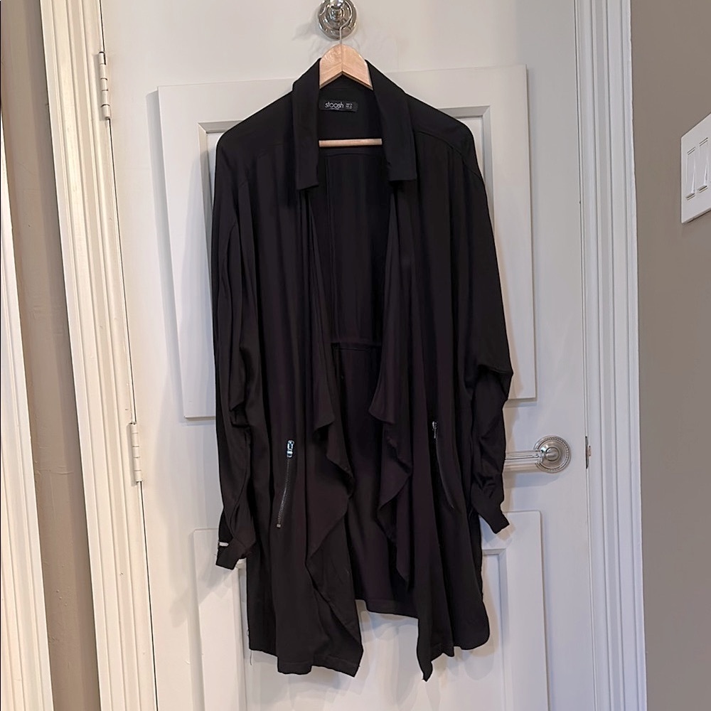 Stoosh Black Utility Jacket with Draped Front